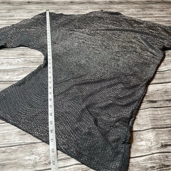 Loila Asymmetrical Sexy Glittery Blouse Top Shirt Gunmetal Gray S SM Small Light - Picture 11 of 11